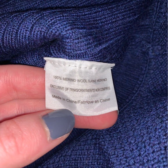 Tory Burch Pullover Merino Wool Navy Peplum Sweater - Picture 6 of 6